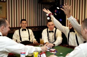 ...while the groom was practicing his poker face.